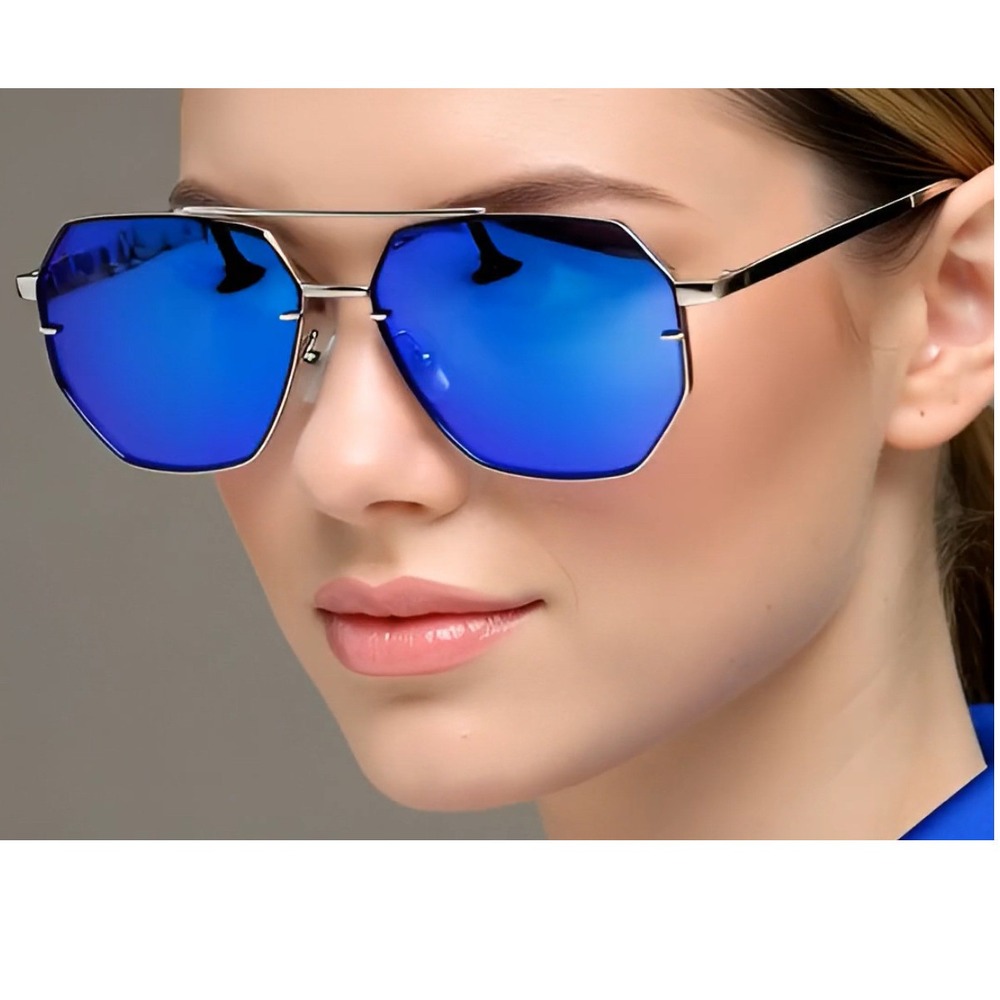 Square‎ Sunglasses Women Fashion Metal Vintage Gradient Shades Blue Lentes Gafas